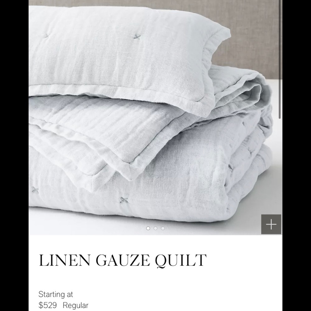 Linen gauze quilt with a standard sham